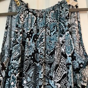 Michael Kors Black, Teal & White Paisley Sleeveless Dress
